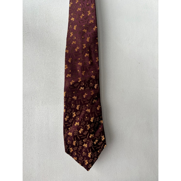 Villa Bolgheri Burgundy Gold Silk Tie - Picture 1 of 4